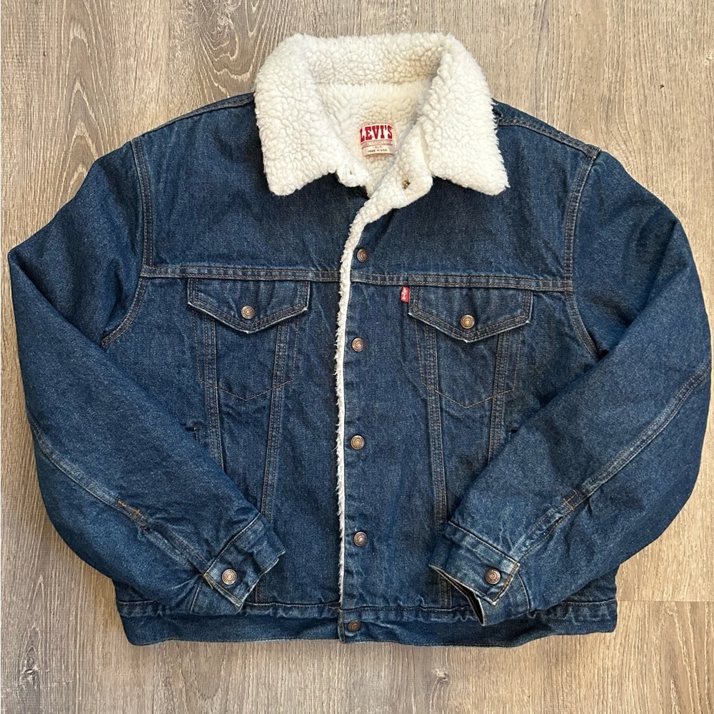 Vintage Levi’s Sherpa Lined Denim Jacket Made in USA 1982 Men’s Size 46r